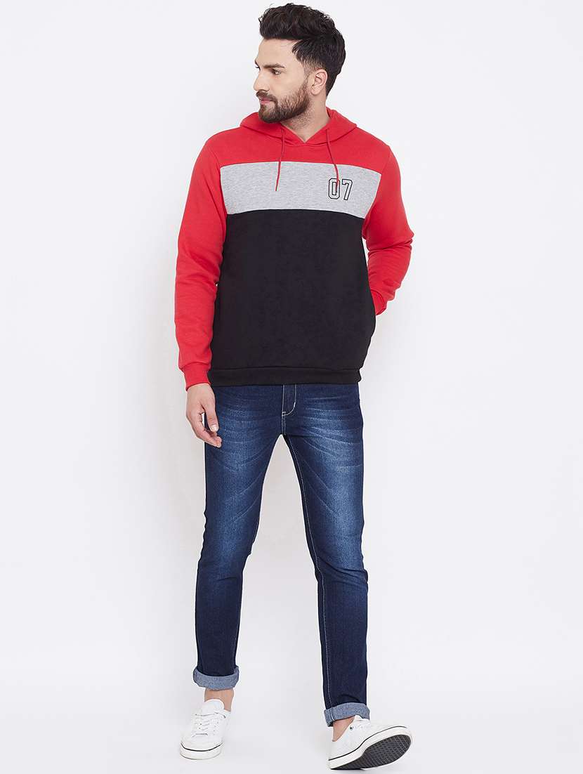 red color block sweatshirt - 16769312 -  Standard Image - 3