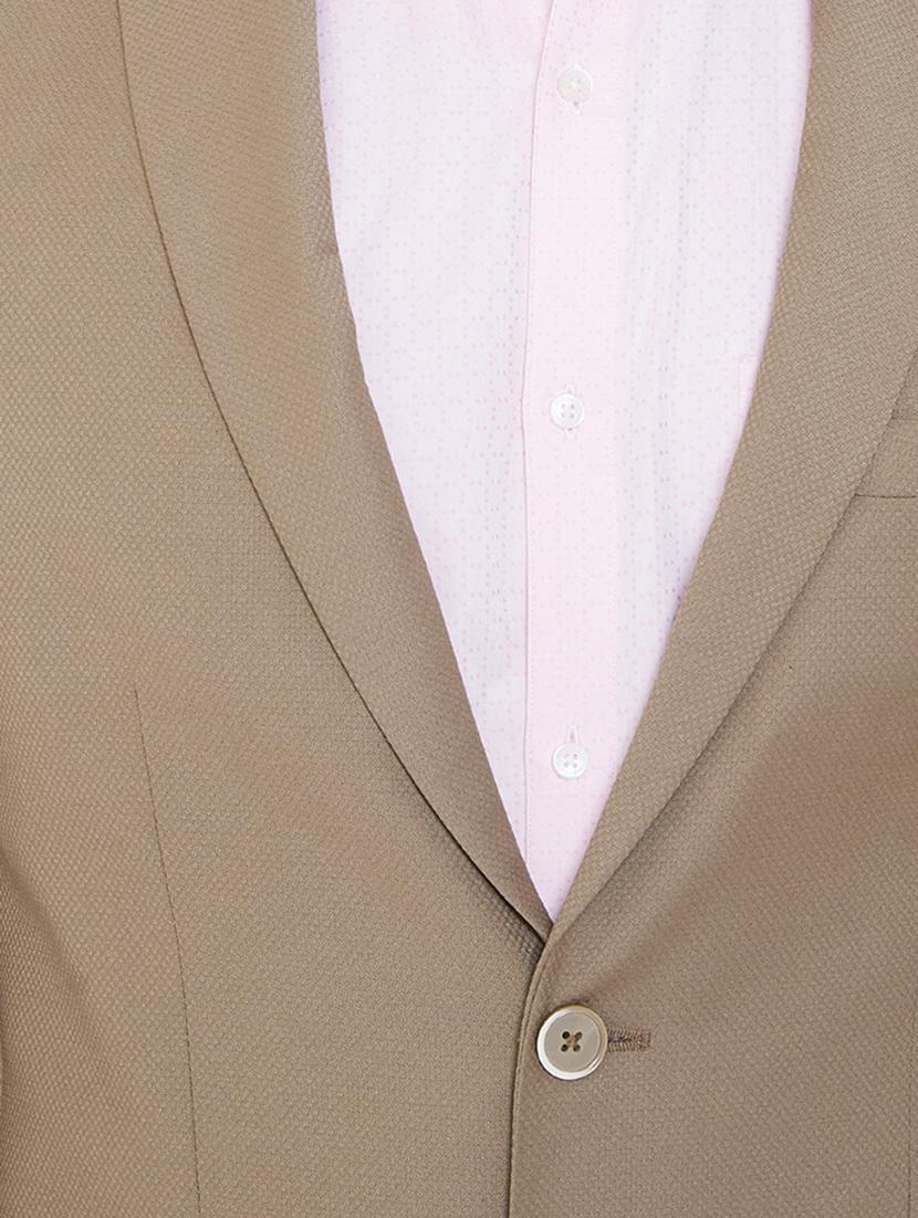 beige solid single breasted suit - 16769338 - Standard Image - 3