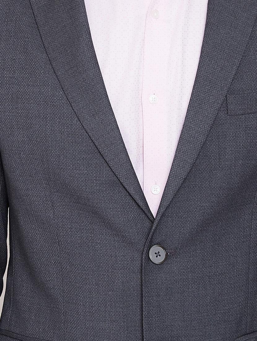 grey solid single breasted suit - 16769339 - Standard Image - 3