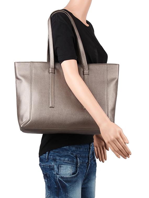 metallic leatherette regular handbag - 16769553 - Standard Image - 5