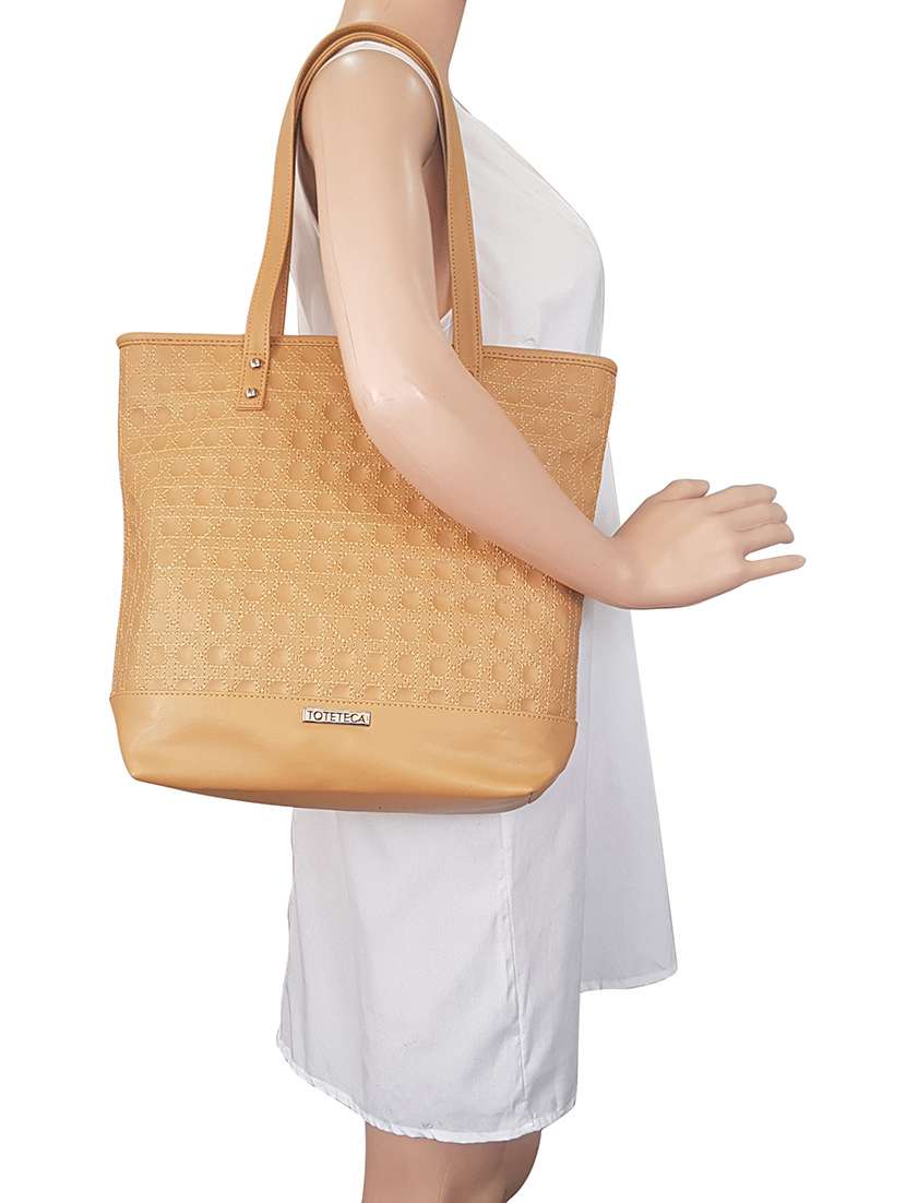 tan leatherette (pu) handbag - 16769629 -  Standard Image - 5