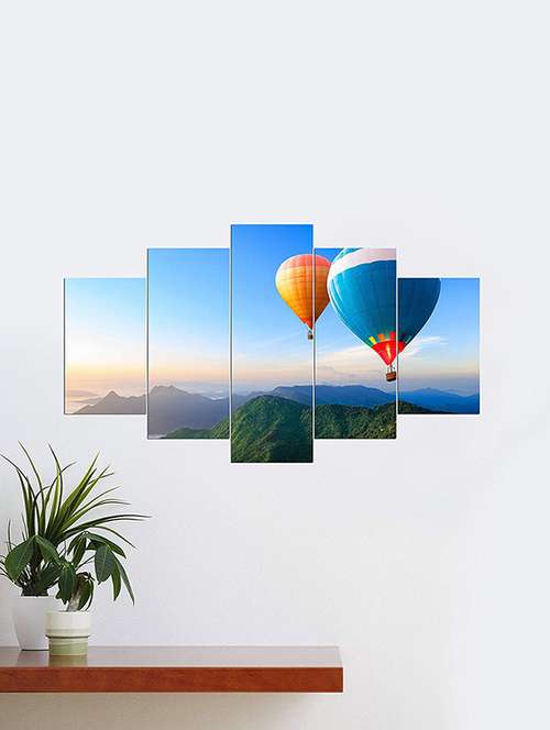 5 panel sky balloon wall decor wall art wooden painting 