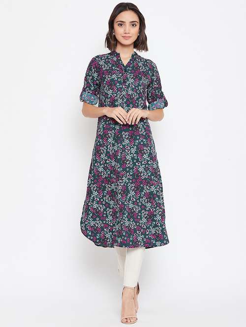 mandarin neck floral tunic - 16770687 - Standard Image - 0