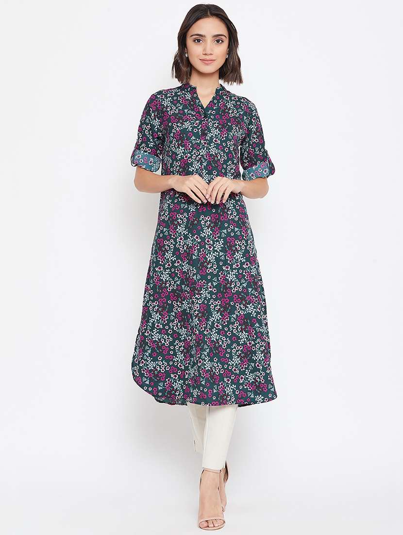 mandarin neck floral tunic - 16770687 - Zoom Image - 0
