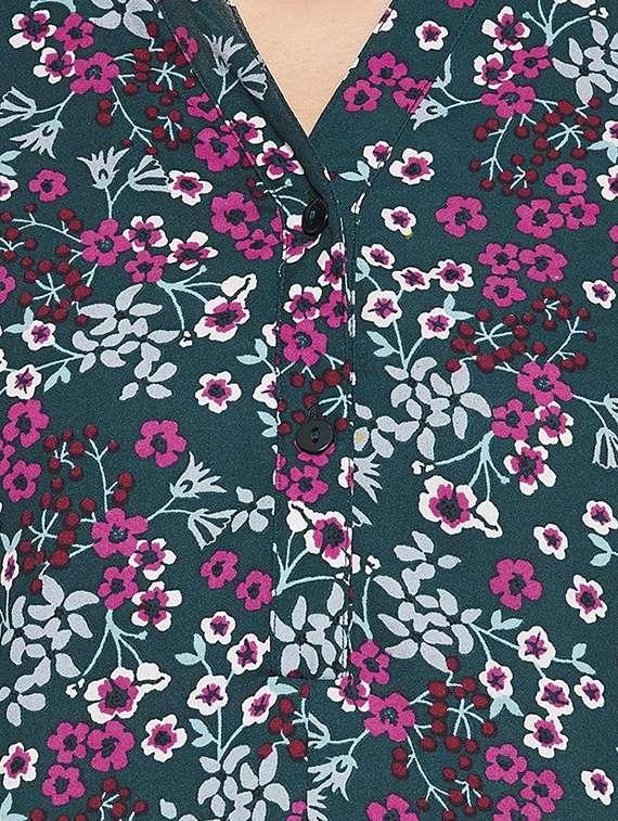 mandarin neck floral tunic - 16770687 - Standard Image - 3