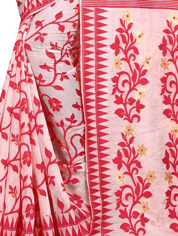 floral jamdani saree with blouse - 16770755 - Standard Image - 3
