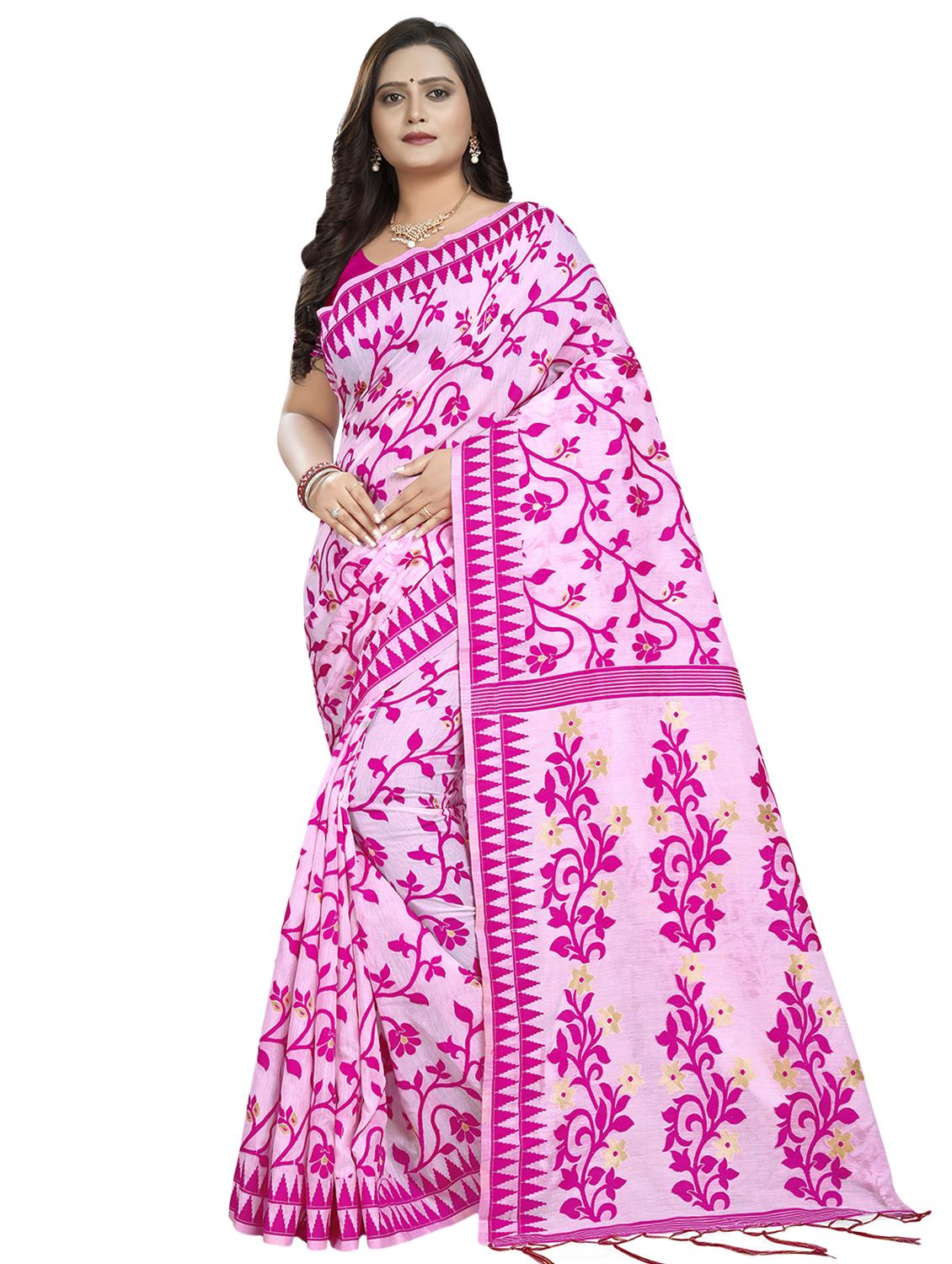 floral jamdani saree with blouse - 16770756 - Zoom Image - 0