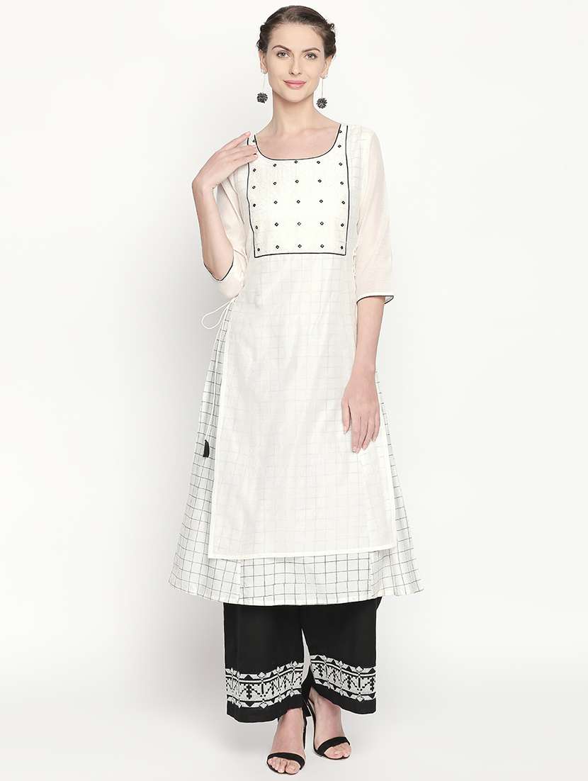 embroidered layered kurta