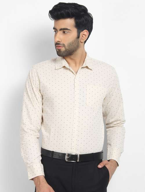 mens micro print formal shirt - 16773445 - Standard Image - 0