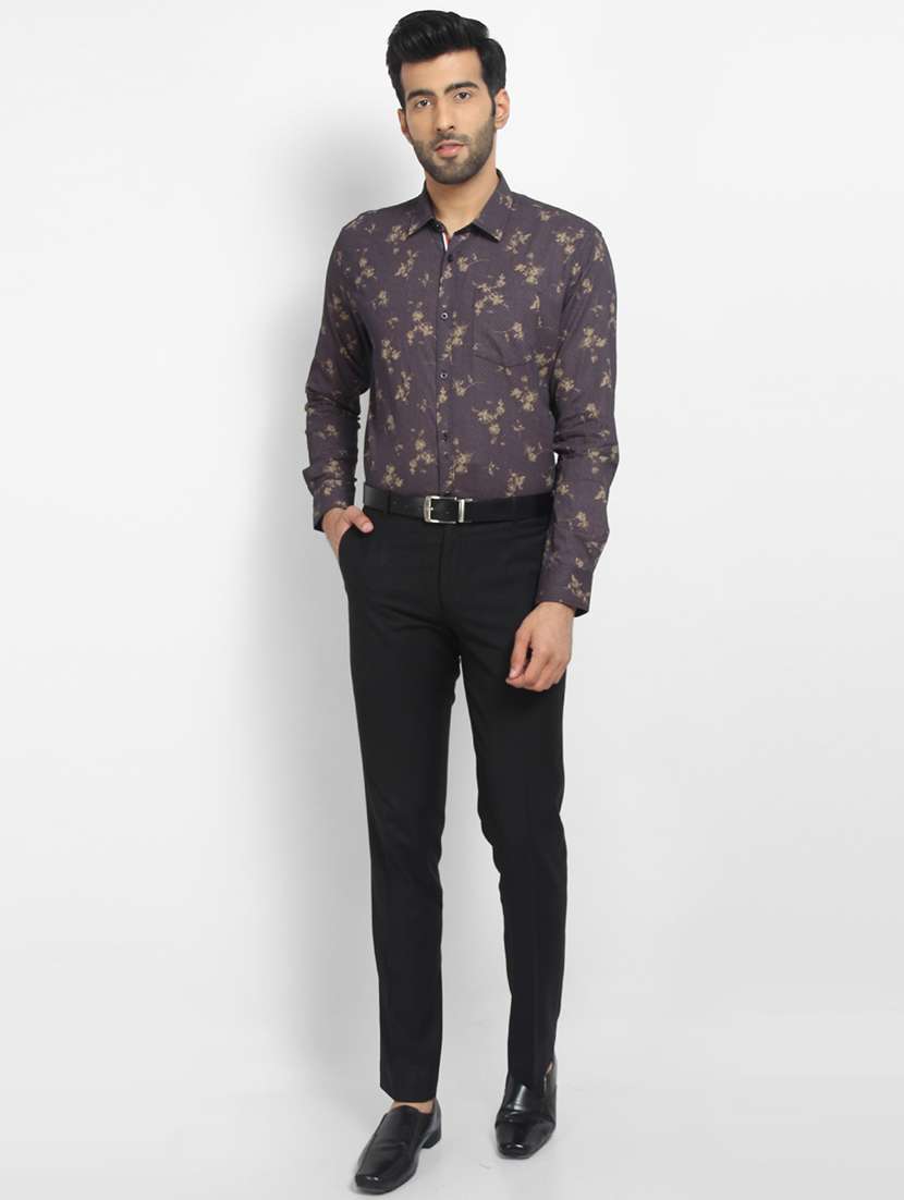 mens leaf print formal shirt - 16773457 - Standard Image - 3