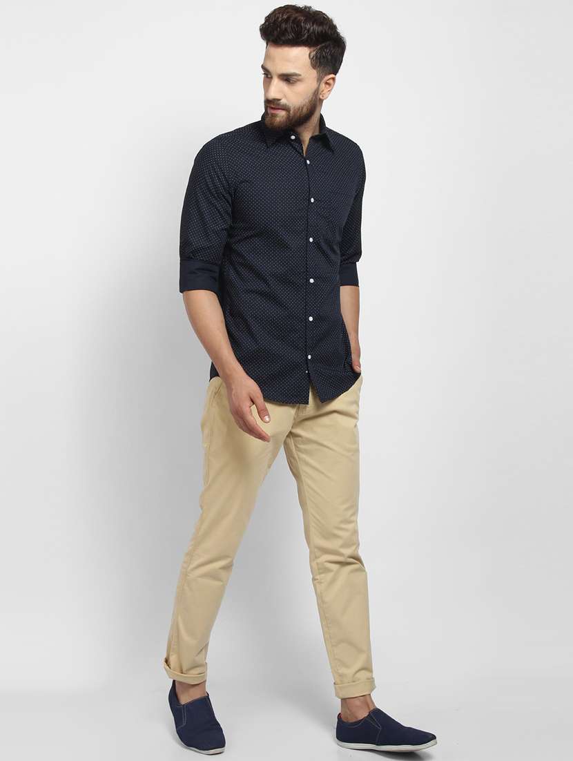 navy blue polka dotted casual shirt - 16773467 -  Standard Image - 3