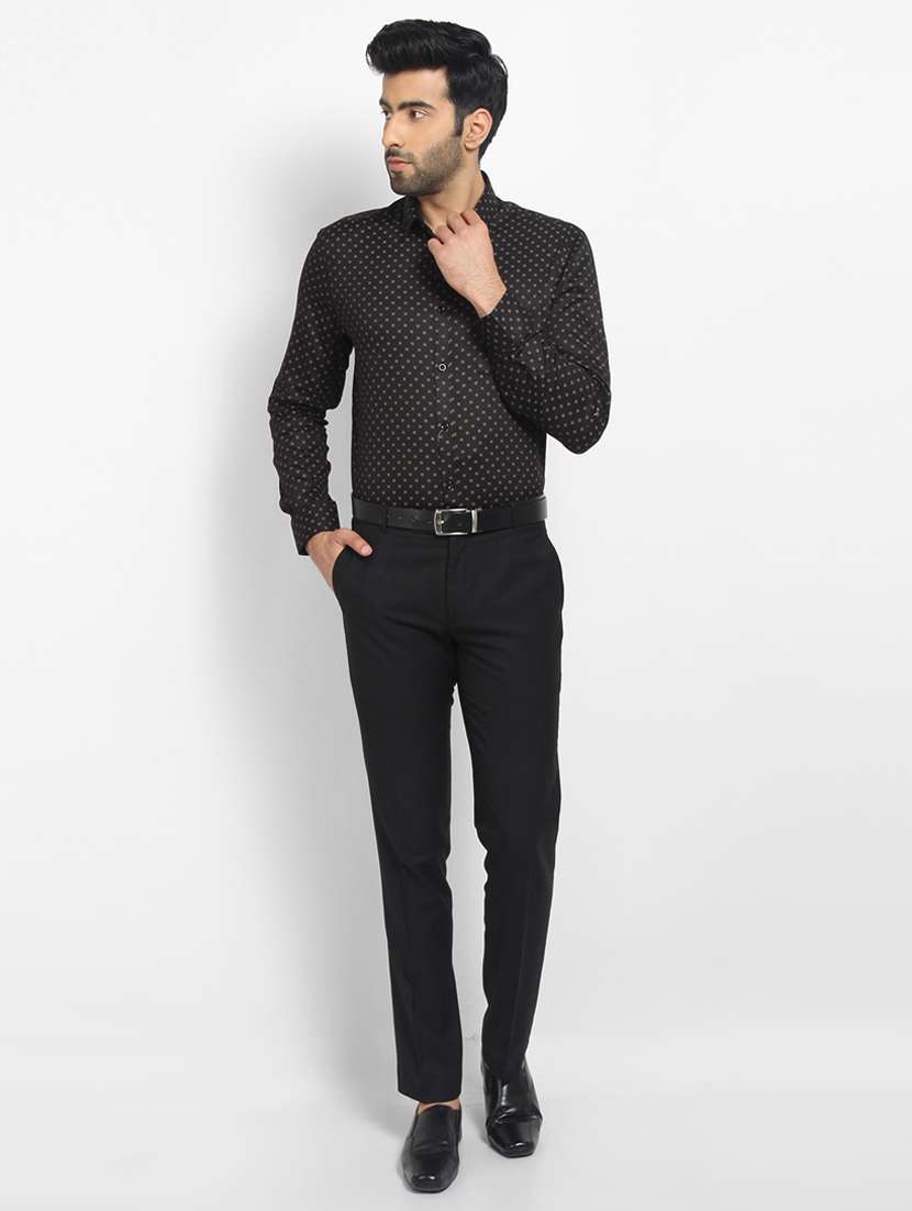mens micro print formal shirt - 16773485 - Standard Image - 3
