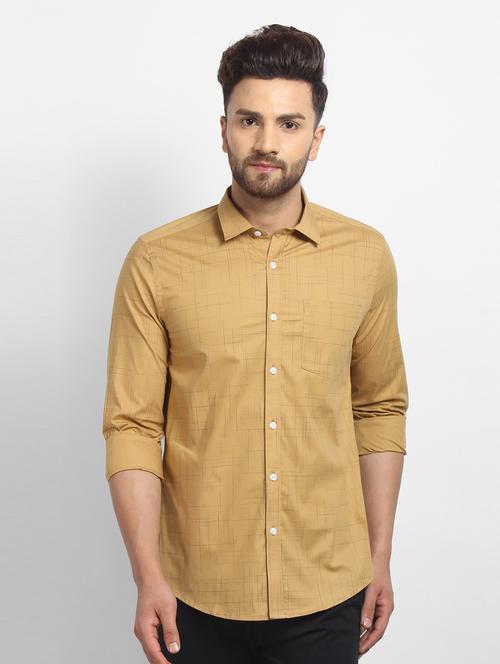 beige printed casual shirt - 16773502 - Standard Image - 0