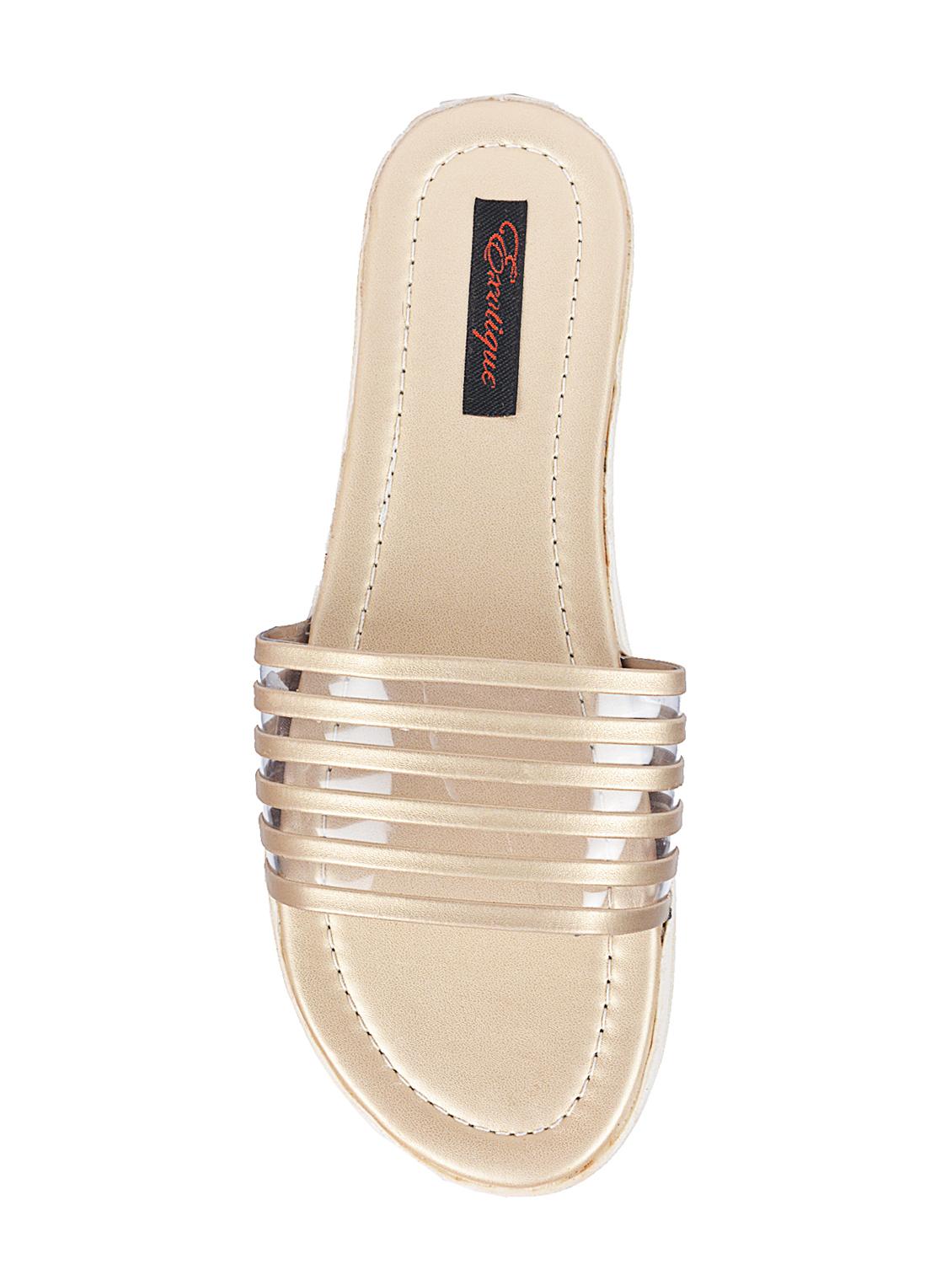 gold slip on sandals - 16774498 - Standard Image - 3