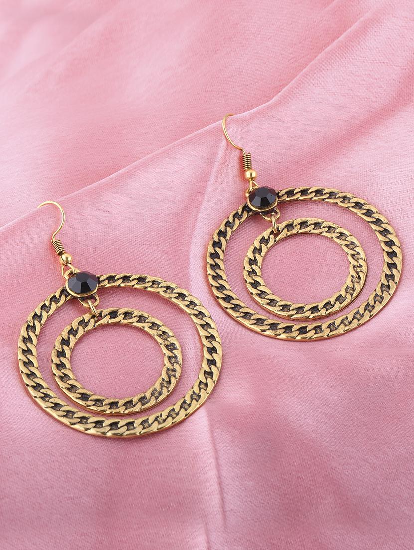 gold metal drop earring - 16774594 - Zoom Image - 0