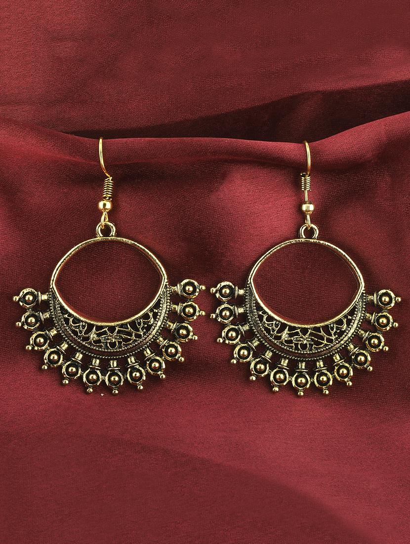 gold metal drop earring - 16774603 -  Zoom Image - 0