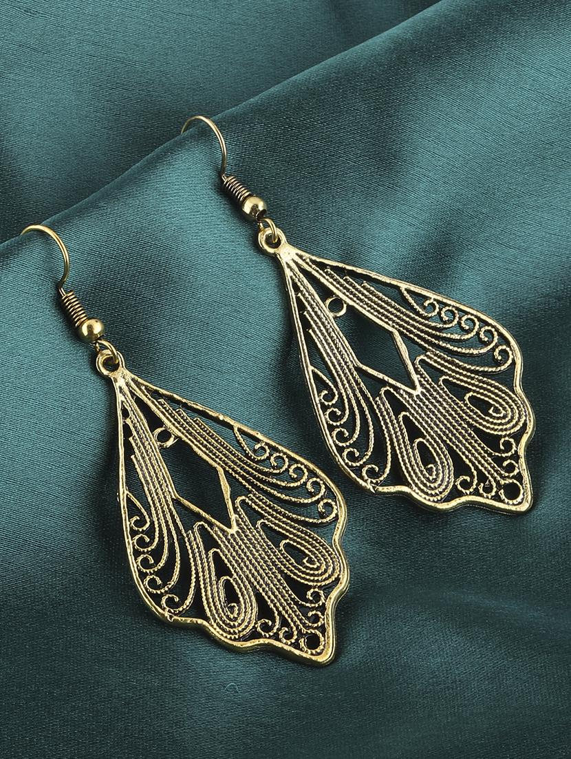 gold metal drop earring - 16774609 -  Zoom Image - 0
