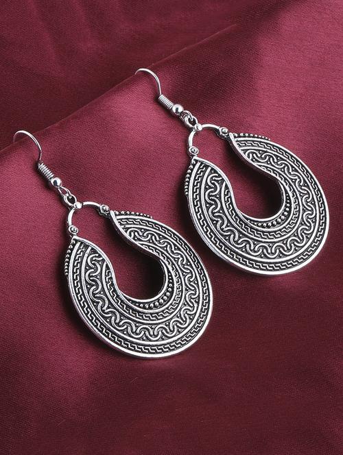 silver metal drop earring - 16774613 - Standard Image - 0