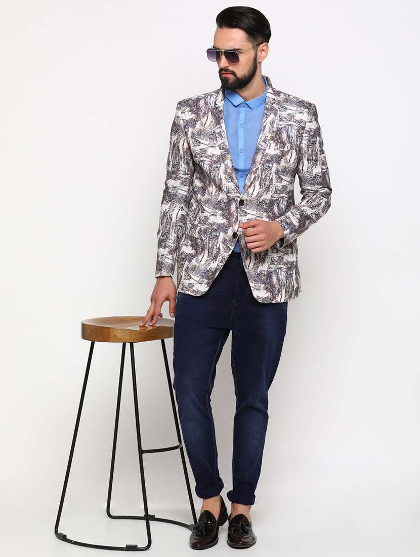 multi colored printed single breasted casual blazer - 16774677 -  Standard Image - 3