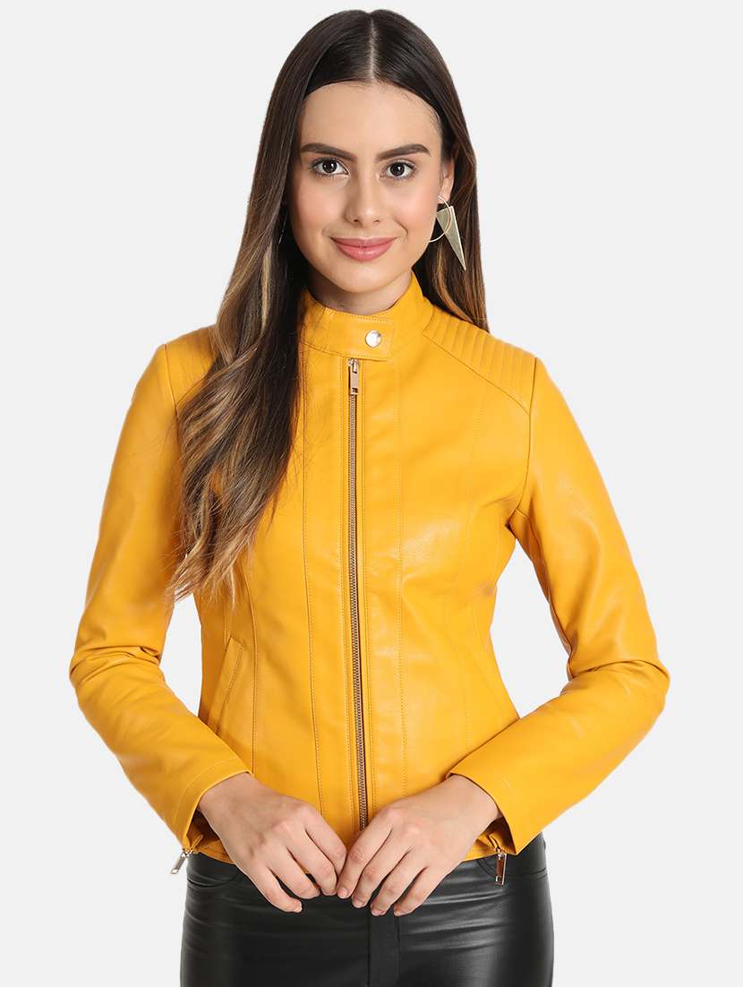 mandarin neck leather jacket