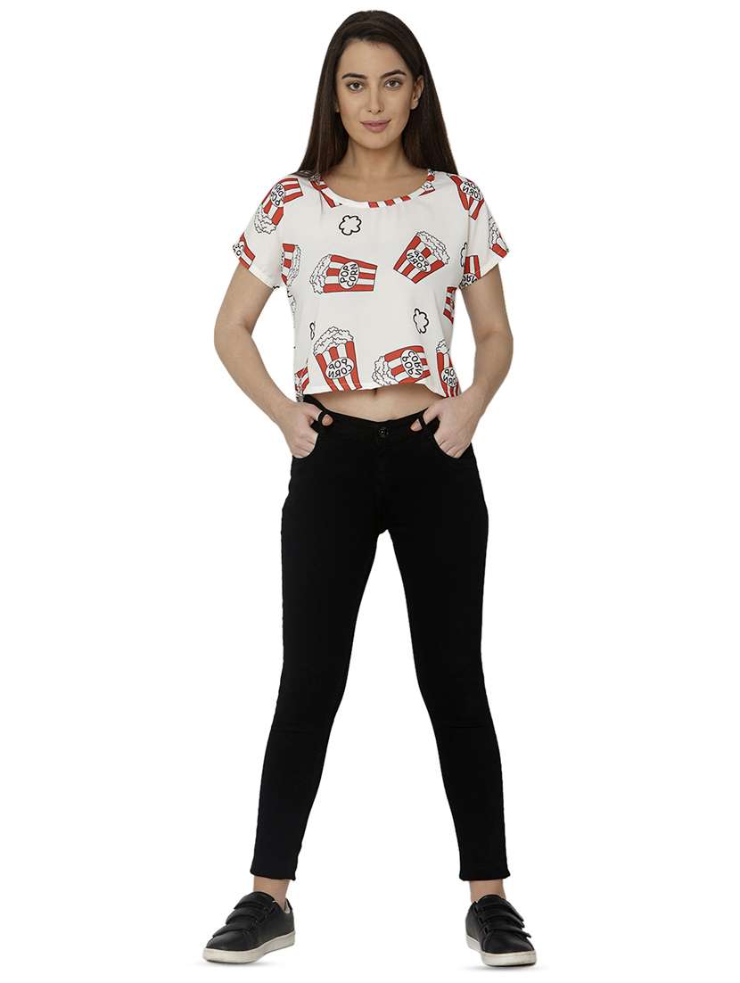 women's white round neck top - 16775181 -  Standard Image - 3