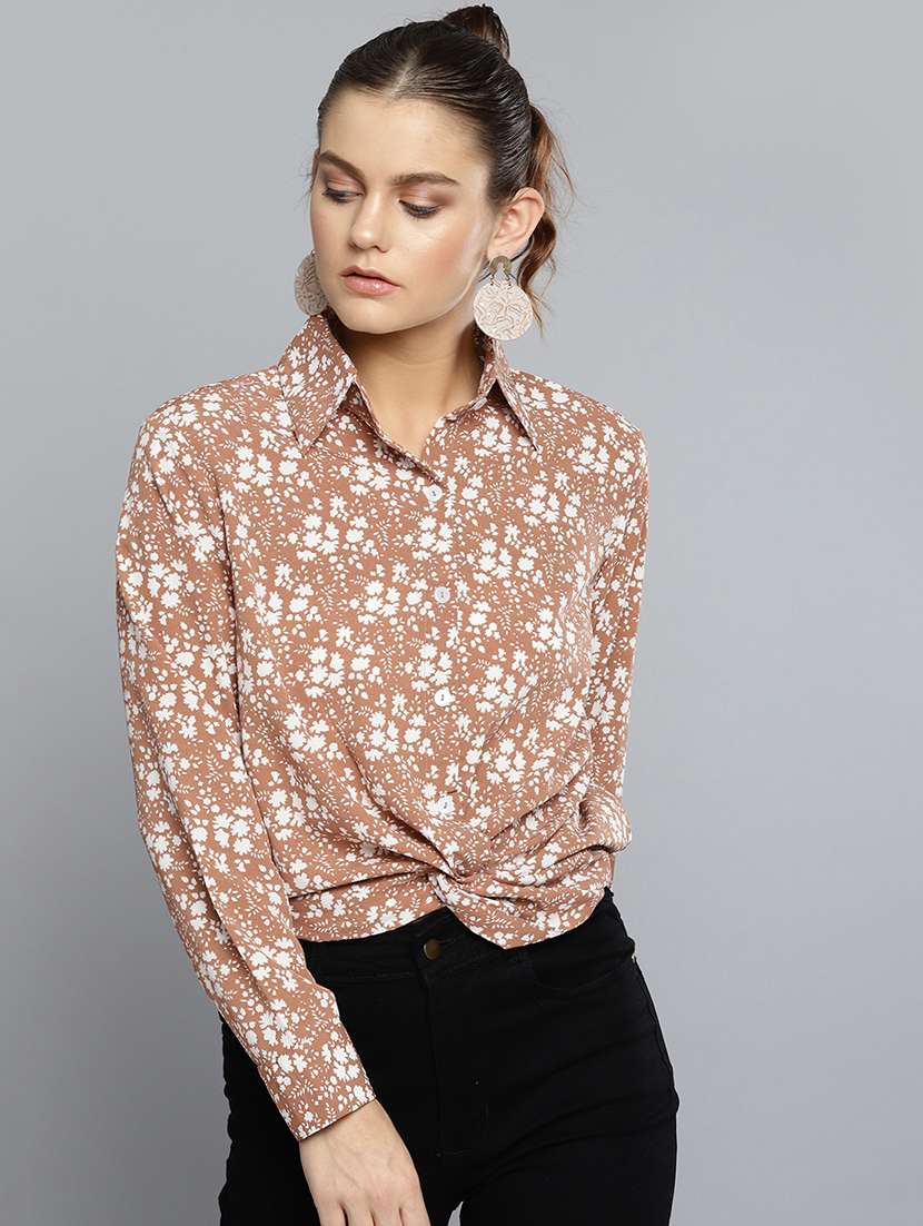 twisted front floral blouson top 