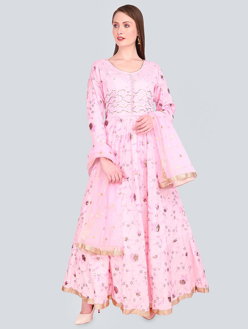 embellished a-line kurta dupatta set - 16781250 - Zoom Image - 0