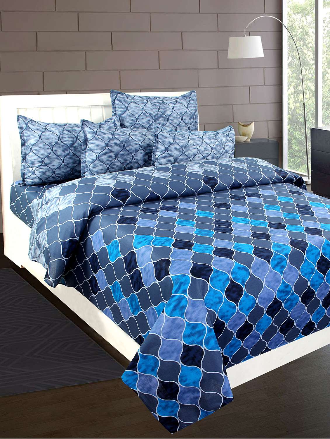 Buy online Cotton Double Bedsheet With 2 Matching Pillow Covers from