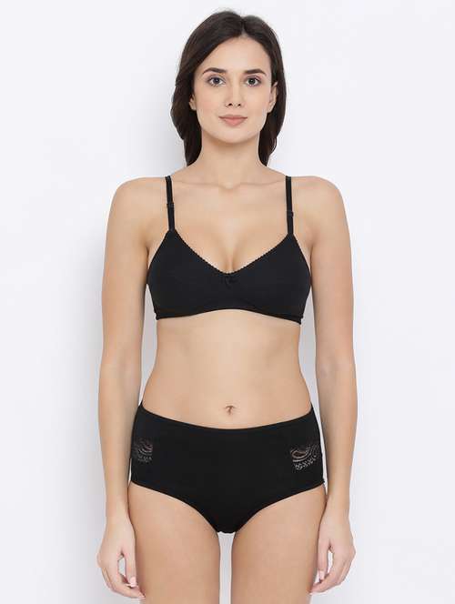 bow patch solid bra and panty set - 16783211 -  Standard Image - 0