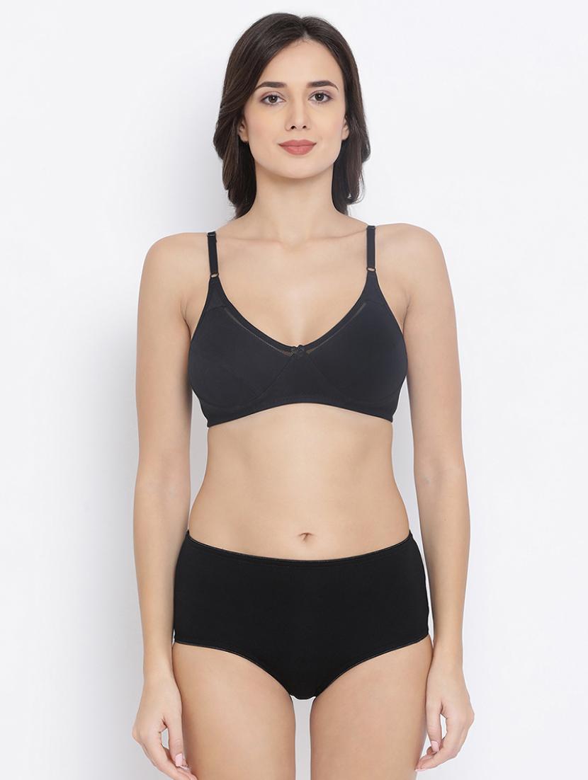 bow patch solid bra and panty set - 16783251 -  Zoom Image - 0