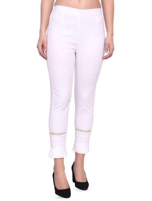 high rise lace detail flat front trousers trouser - 16783344 -  Standard Image - 0