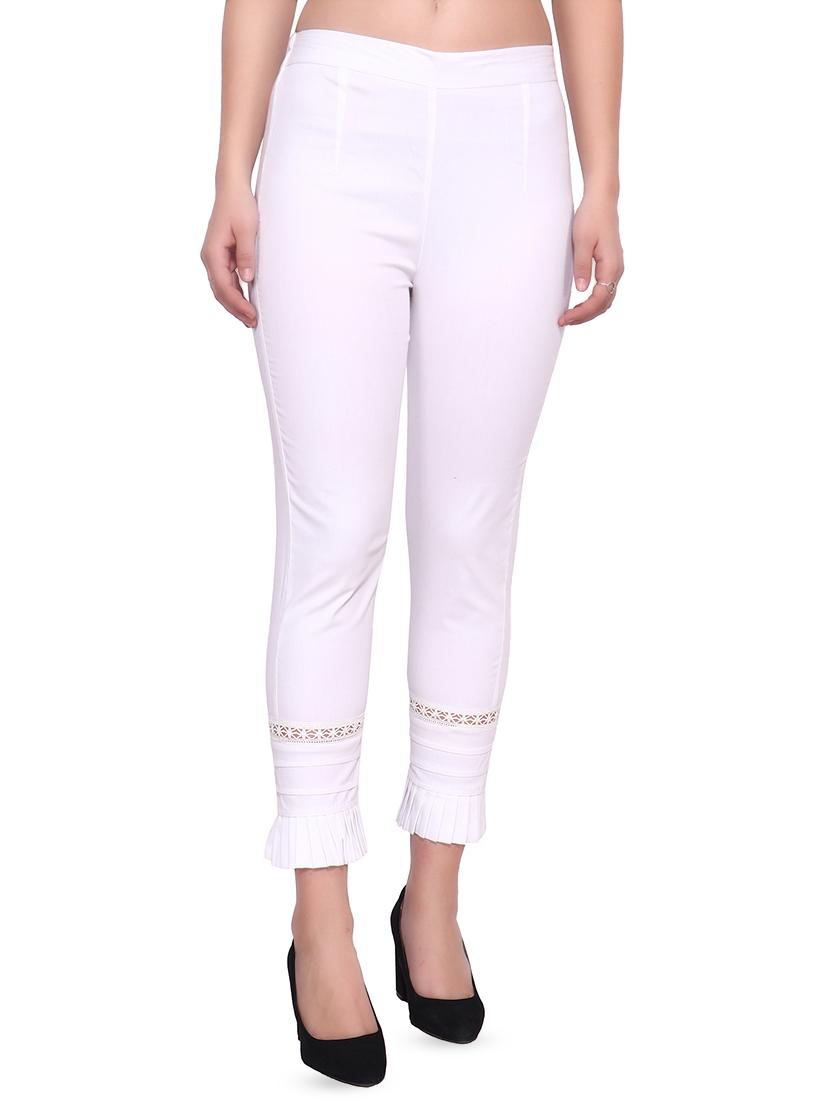 high rise lace detail flat front trousers trouser - 16783344 -  Zoom Image - 0