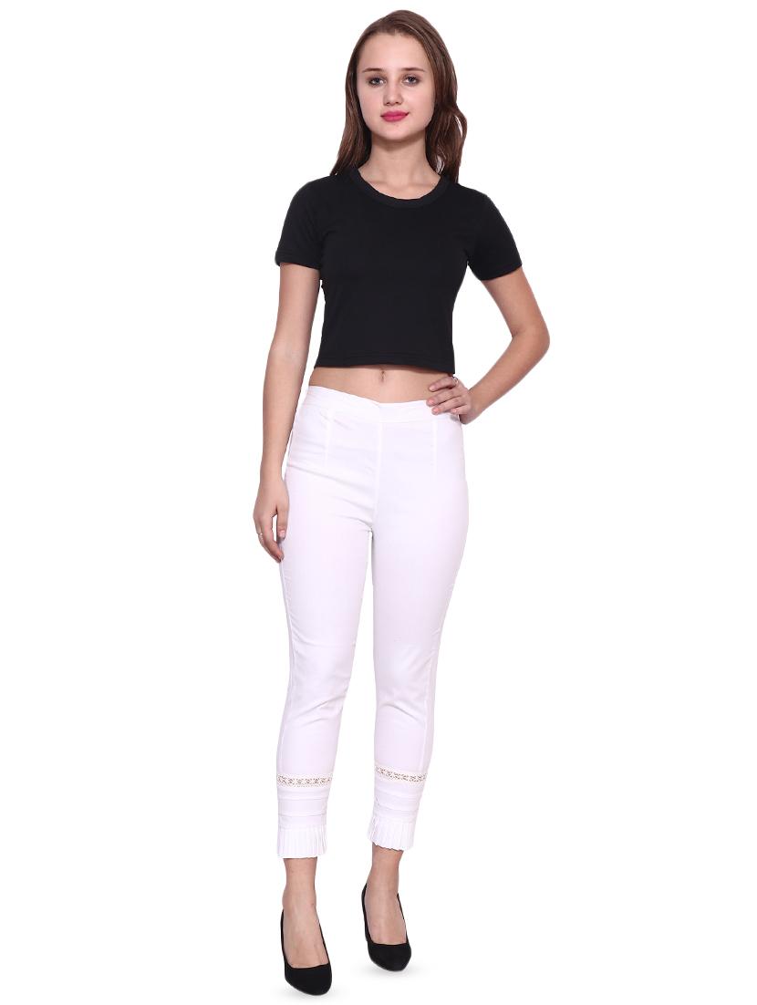high rise lace detail flat front trousers trouser - 16783344 - Standard Image - 3