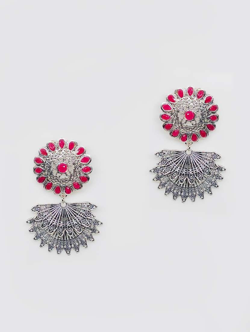 pink metal drop earring