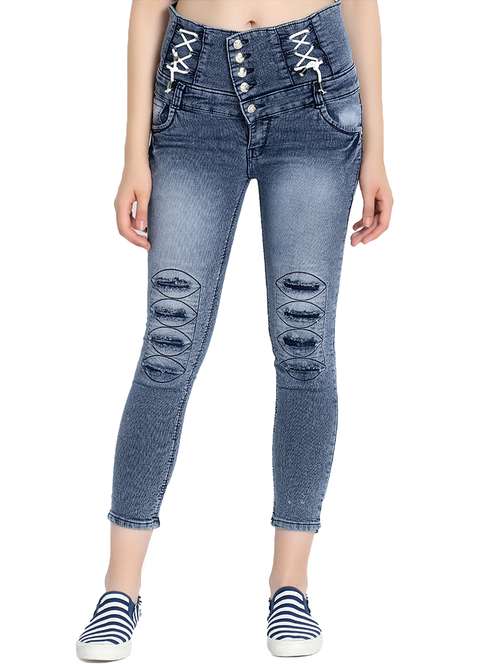 high rise distressed jeans  - 16783501 -  Standard Image - 0