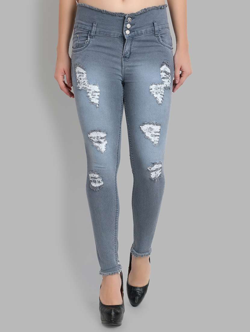 high rise distressed jeans  - 16783526 -  Zoom Image - 0