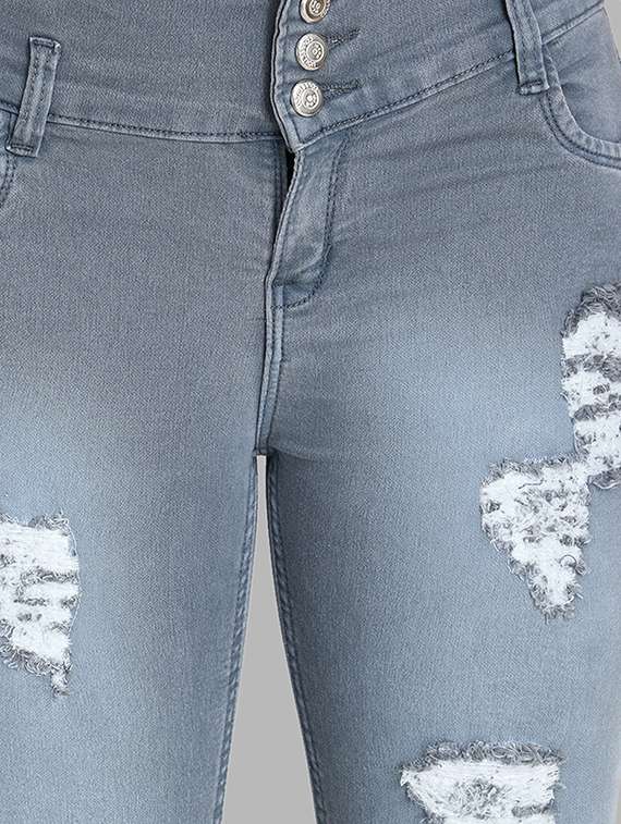 high rise distressed jeans - 16783526 - Standard Image - 3