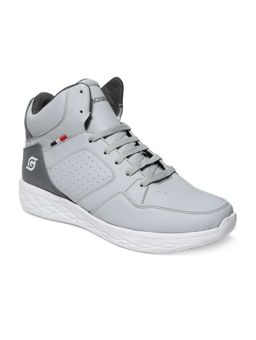 grey leatherette lace up sneaker