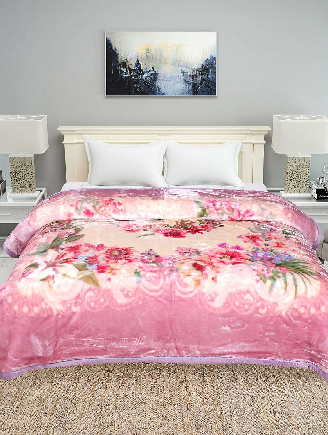 Buy online 3d Printed Fully Warm Double Bed Mink Blanket from