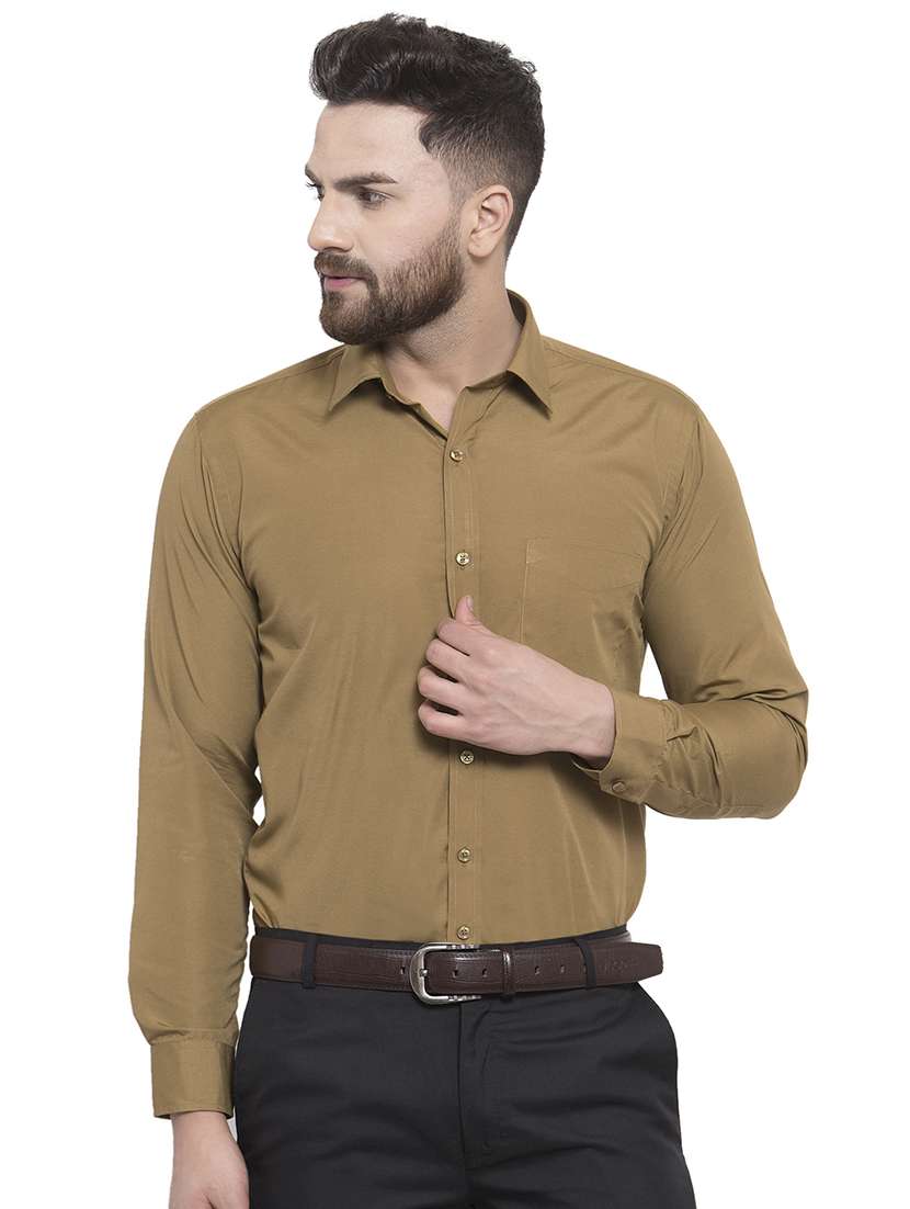beige solid formal shirt