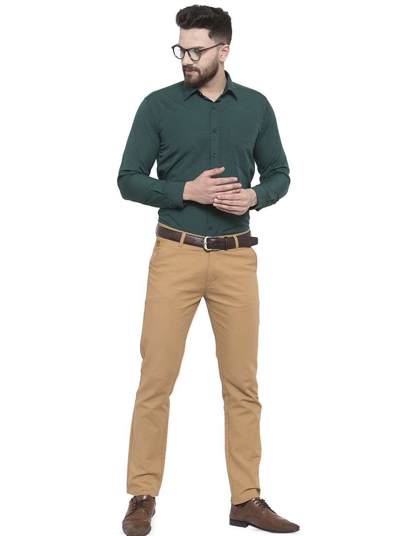 green solid formal shirt - 16787875 -  Standard Image - 3
