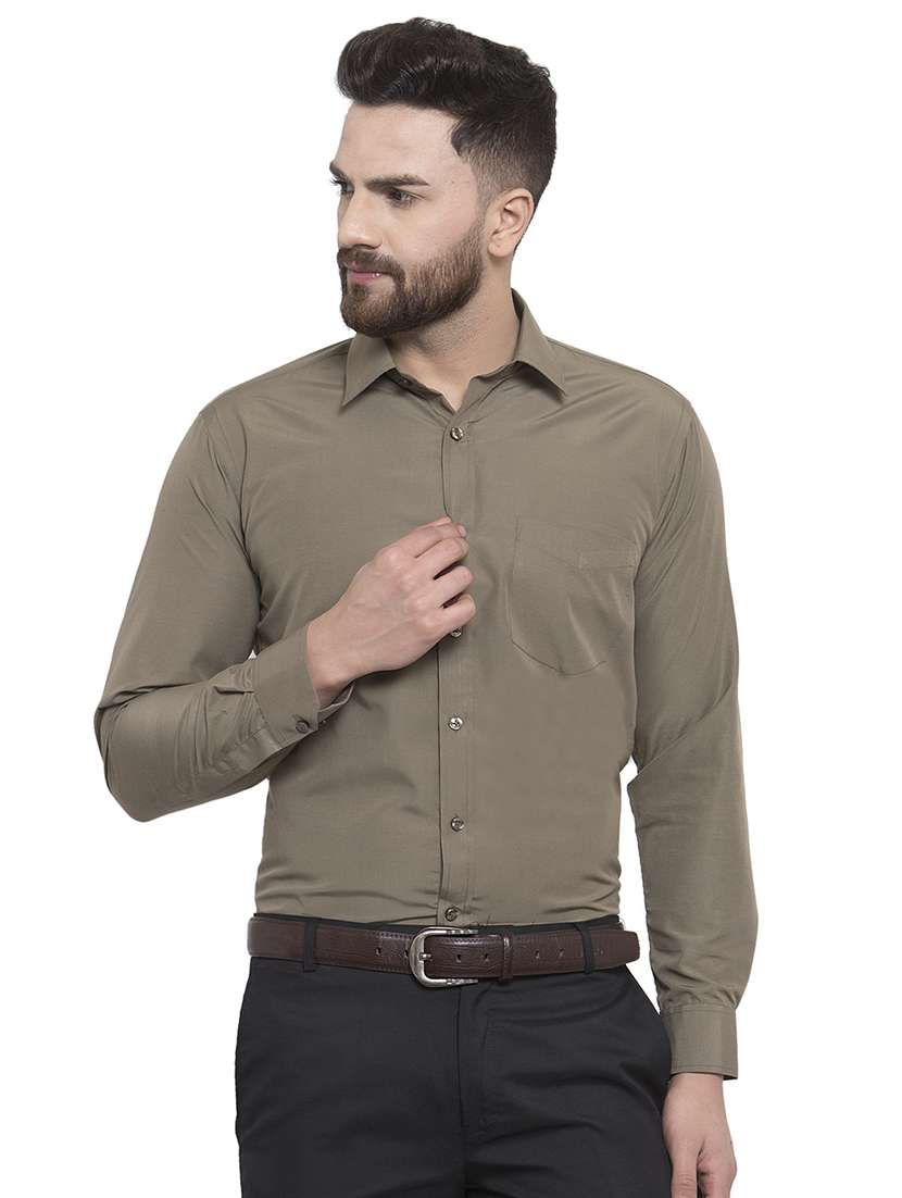green solid formal shirt - 16787876 -  Zoom Image - 0