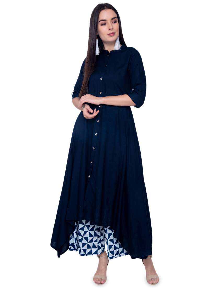 solid asymmetric kurta