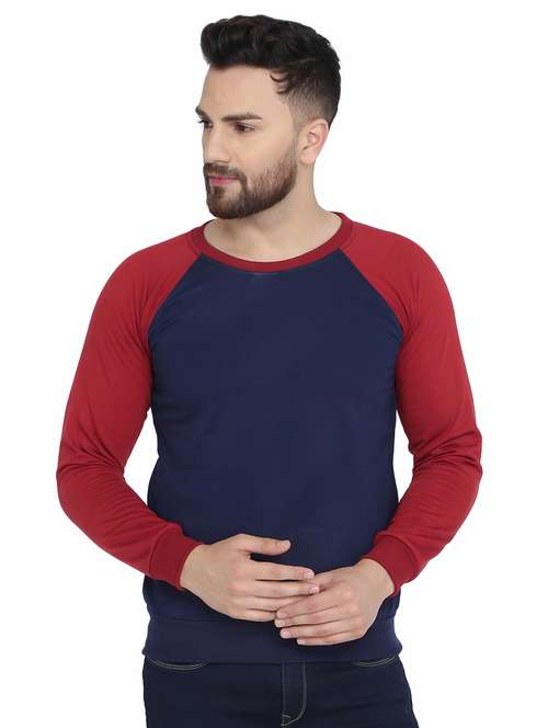 navy blue color block raglan sweatshirt - 16788080 -  Standard Image - 0
