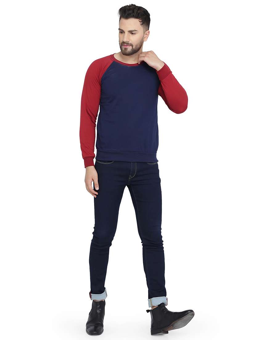 navy blue color block raglan sweatshirt - 16788080 - Standard Image - 3
