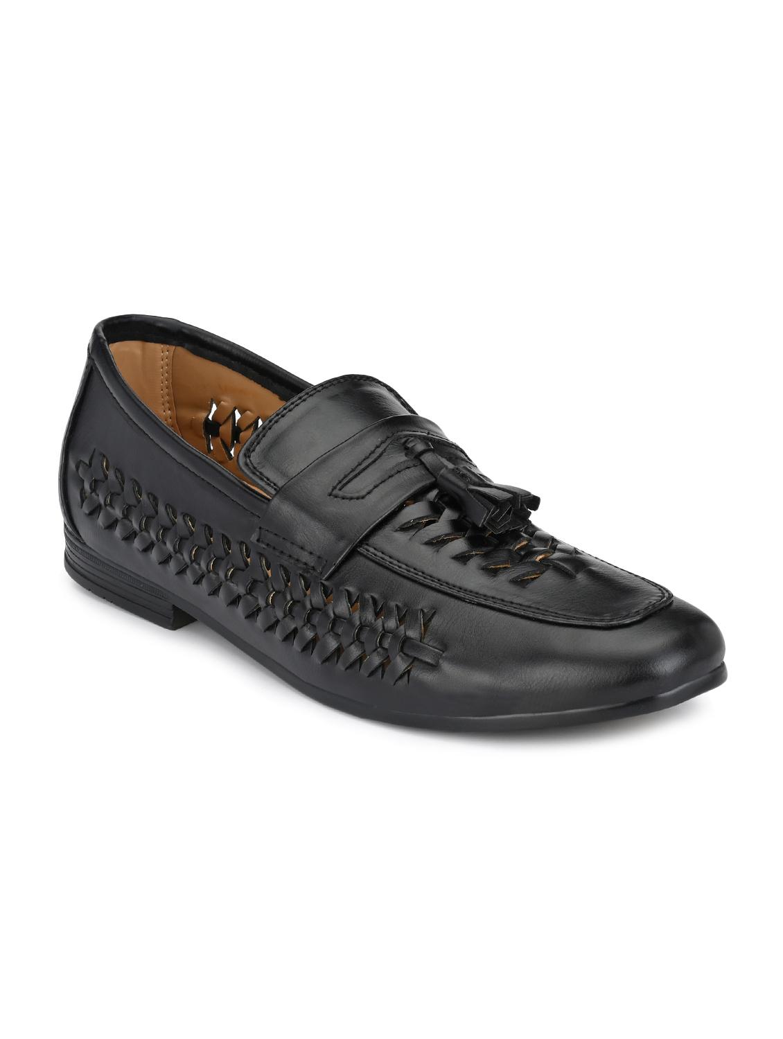 black leatherette slipons - 16789798 -  Zoom Image - 0
