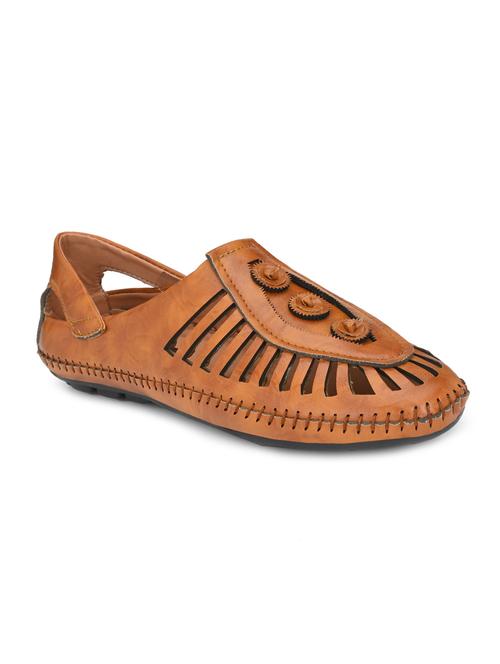 tan leatherette slip on sandals - 16790049 -  Standard Image - 0