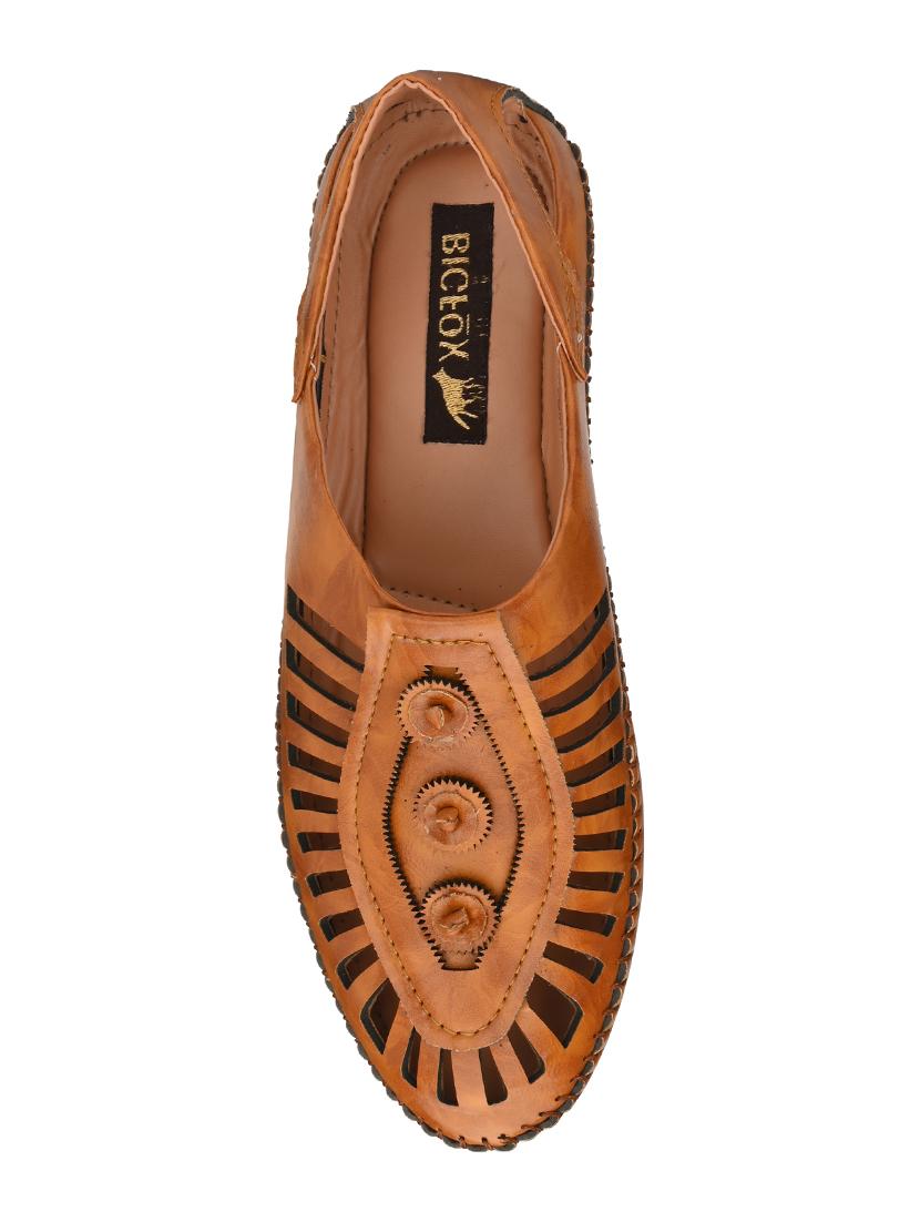 tan leatherette slip on sandals - 16790049 - Standard Image - 3