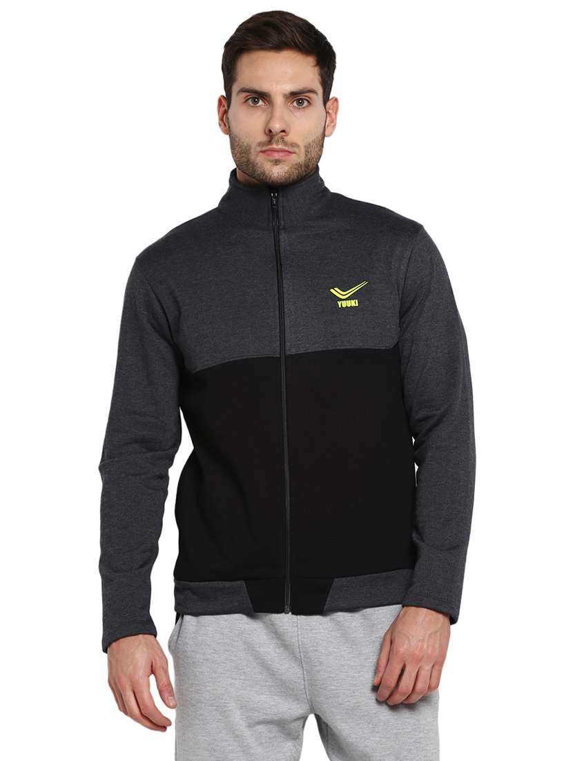 grey color block casual jacket