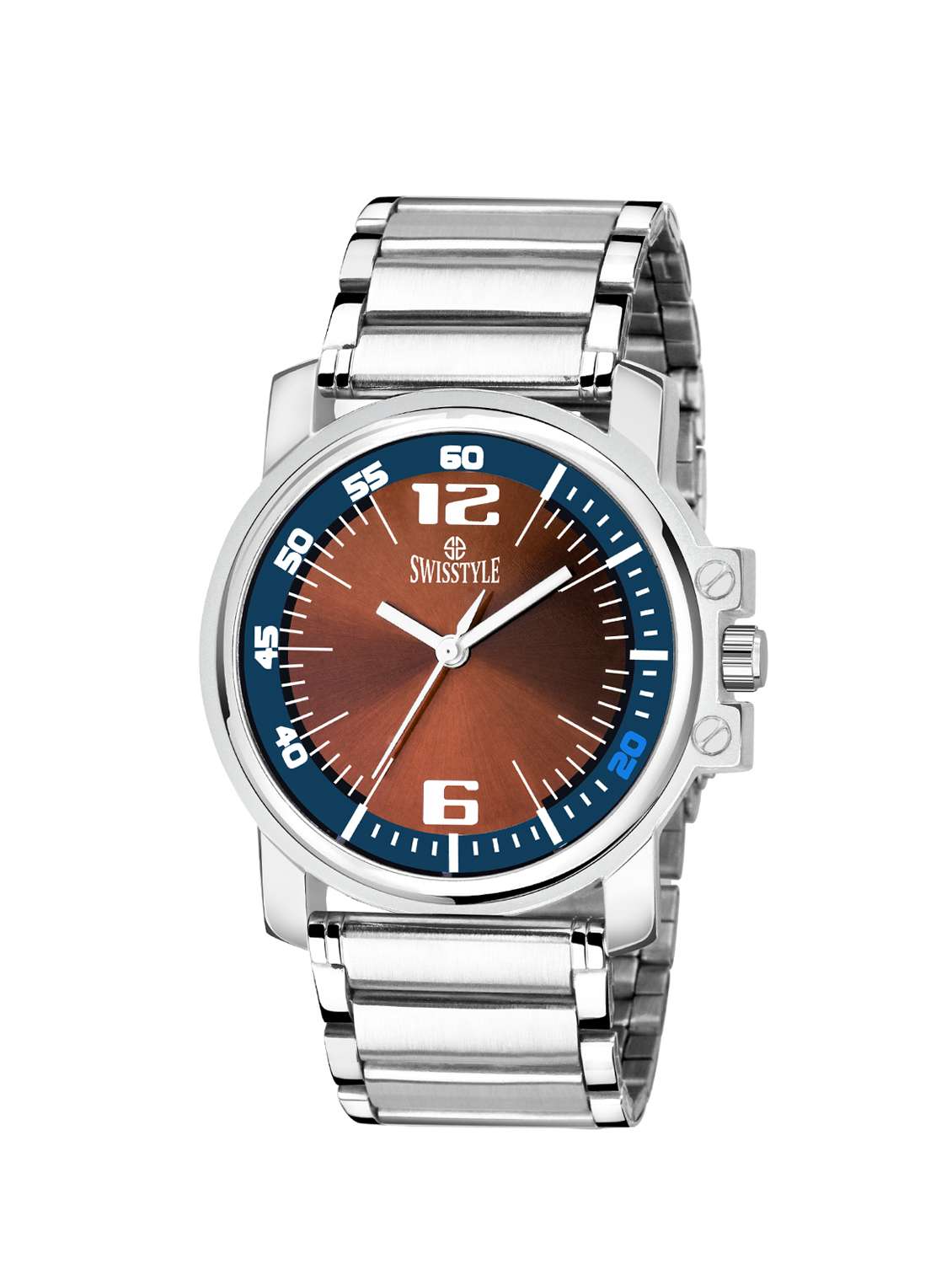 swisstyle  analog brown dial men watch-ss-gr807-brw-slv-ch